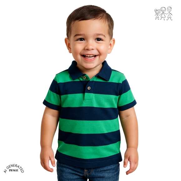 OLD NAVY GREEN & NAVY POLO SHIRT SIZE 3T - Picture 1 of 8